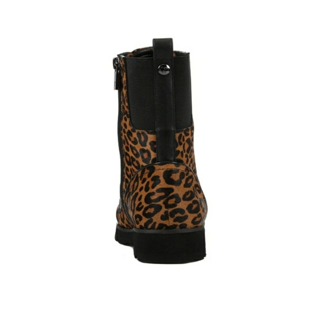 Edgy Donald J. Pliner Leopard Print Combat Boots - Picture 5 of 7